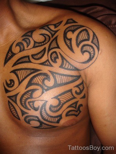 Maori Tribal Tattoo Design On Chest 9-TB1103