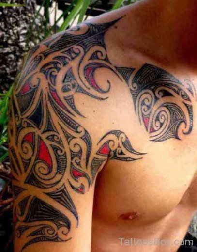 Maori Tribal Tattoo Design On Chest-TB1104