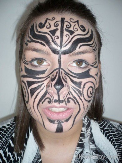 Maori Tribal Tattoo Design On Face-TB1106