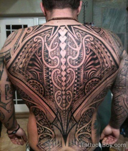 Maori Tribal Tattoo Design On Full Back-TB1108