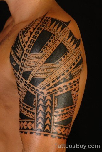 Maori Tribal Tattoo Design On Half Sleeve 3-TB1110