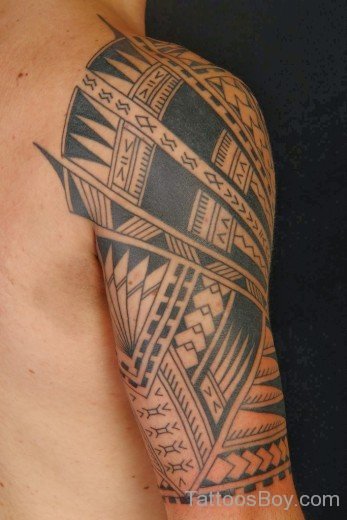 Maori Tribal Tattoo Design On Half Sleeve-TB1111
