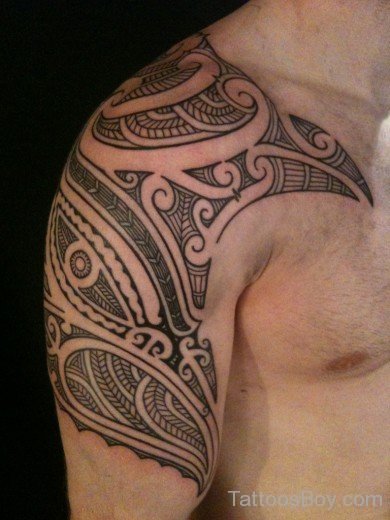Maori Tribal Tattoo Design On Shoulder-TB1117
