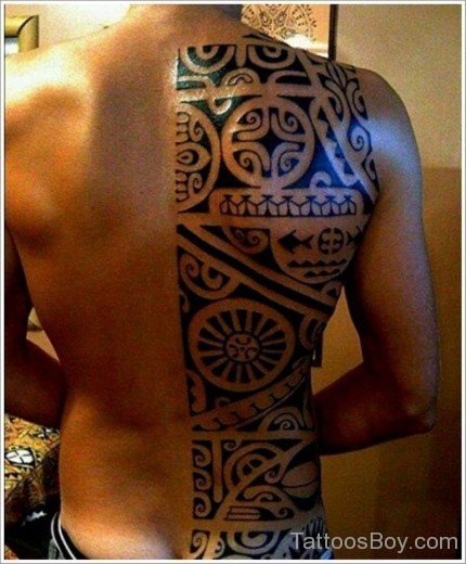 Maori Tribal Tattoo On Back 4-TB1123