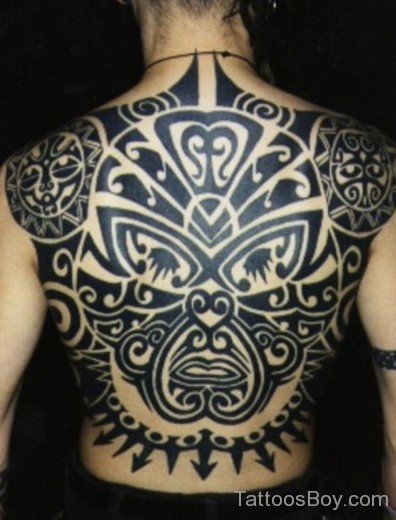 Maori Tribal Tattoo On Back-TB1127