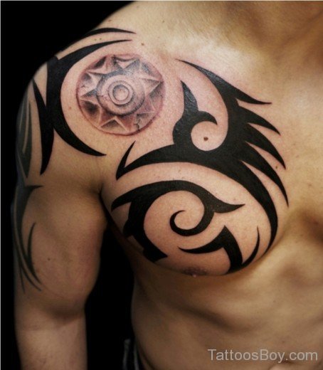 Maori Tribal Tattoo On Chest 4-TB1130