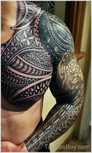 Maori Tribal Tattoo On Chest-TB1133