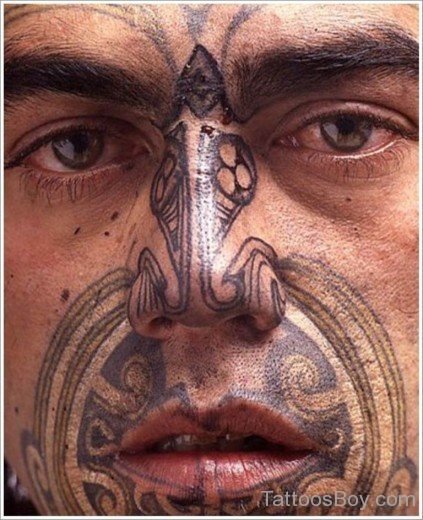 Maori Tribal Tattoo On Face