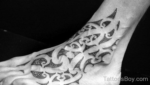 Maori Tribal Tattoo On Foot