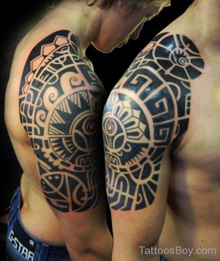 Maori Tribal Tattoo On Half Sleeve 1-TB1141