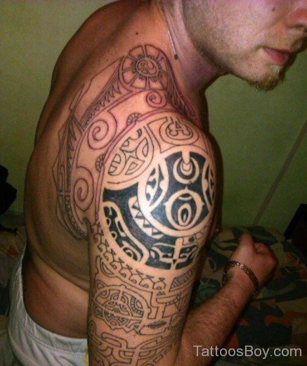 Maori Tribal Tattoo On Mussals-TB1150