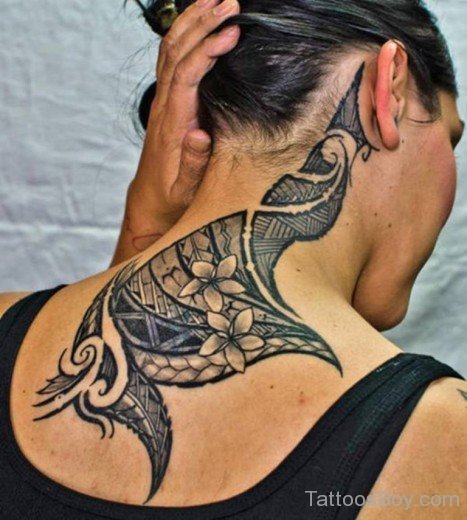 Maori Tribal Tattoo On Nape-TB1151