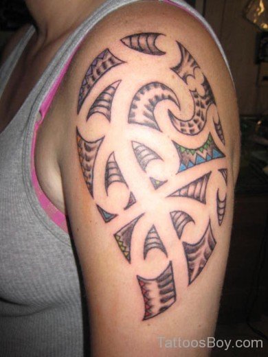 Maori Tribal Tattoo On Shoulder 4-TB1155