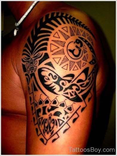 Maori Tribal Tattoo On Shoulder-TB1157