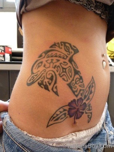 Maori Tribal Tattoo On Stomach-TB1158