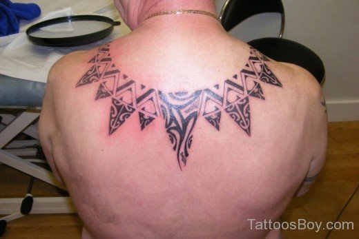 Maori Tribal Tattoo On Upper Back-TB1160