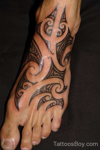 Maori Tribal Tattoo On Foot 