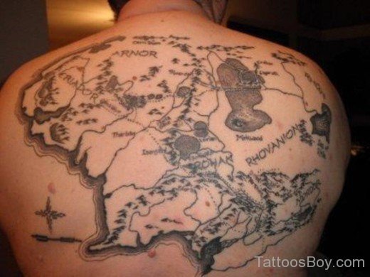 Map Tattoo  Design On Back-TB1070