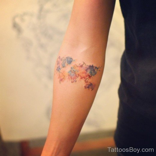 Map Tattoo Design On Elbow-TB1082