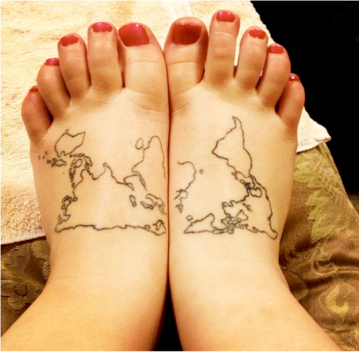 Map Tattoo Design On Foot-TB134