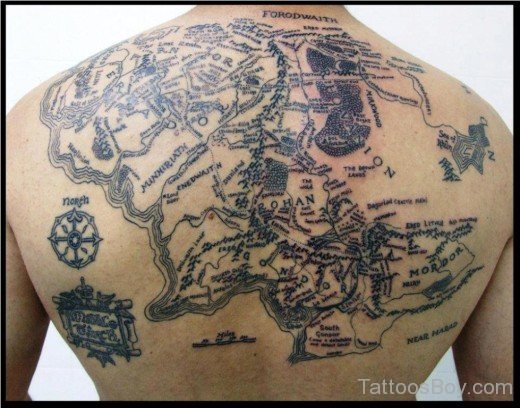 Map Tattoo Design On Full Back-TB1083