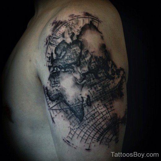 Map Tattoo Design On Shoulder-TB1057