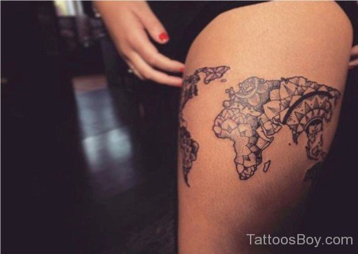 Map Tattoo Design On Thigh-TB135