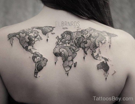 Map Tattoo Design On Upper Back-TB1085