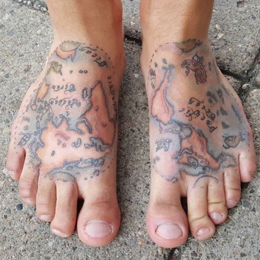 Map Tattoo On Foot 