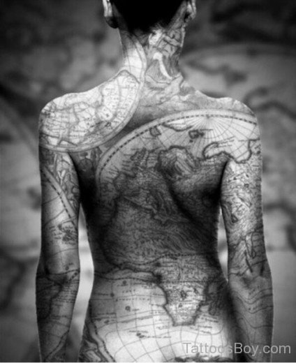 Map Tattoo On Full Back-TB1095