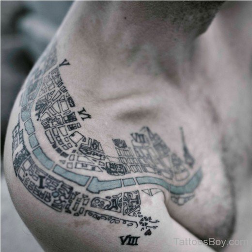 Map Tattoo On Shoulder 