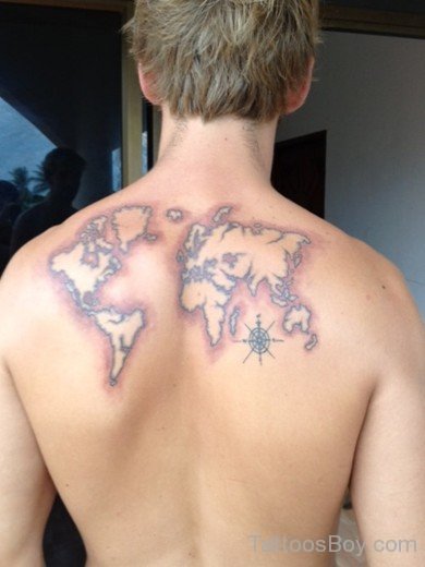 Map Tattoo On Upper Back-TB1063