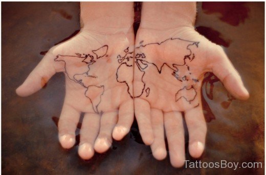 Map Tattoo On Palm
