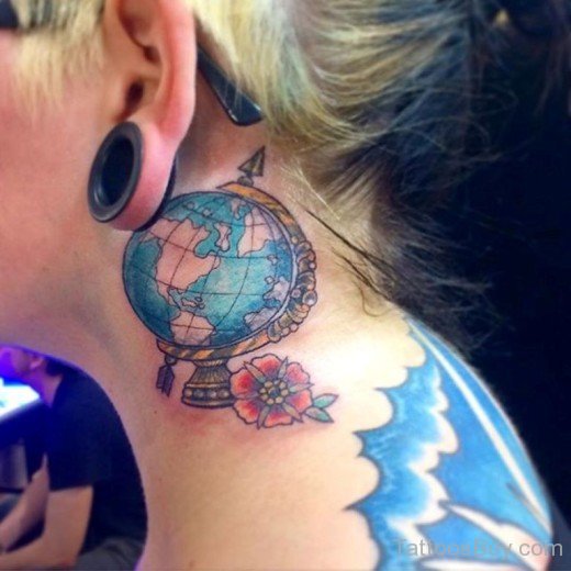 Map Tattoo design On Neck-TB1054