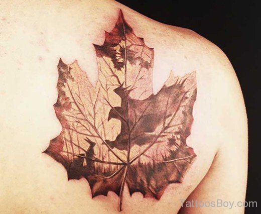 Maple Leaf Tattoo On Back-TB1139