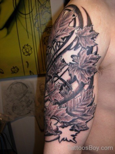 Maple Leaf Tattoo On Bicep-TB1140