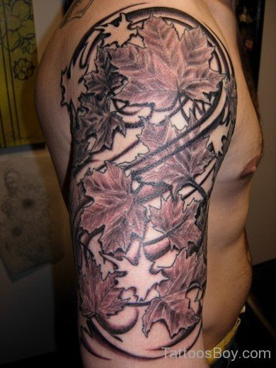 Maple Leaf Tattoo On Half Sleeve '-TB1141