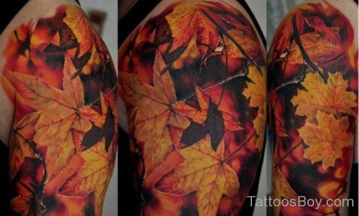 Maple Leaf Tattoo On Shoulder-TB1143