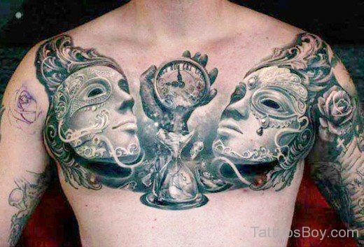 Mask Tattoo On Back