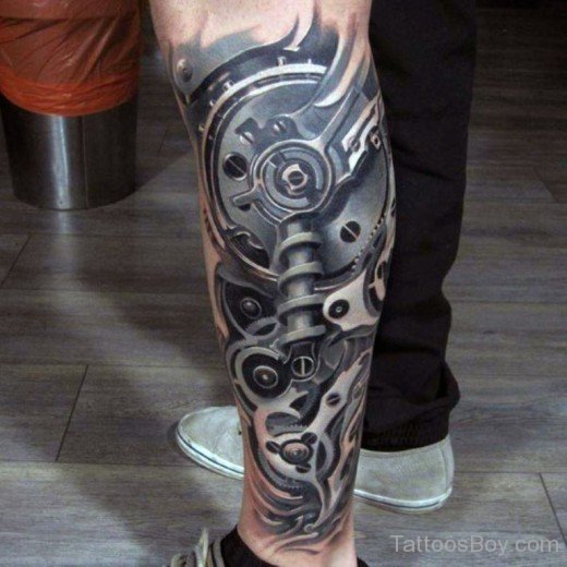 Mechanical Chain Tattoo On Leg-TB12092