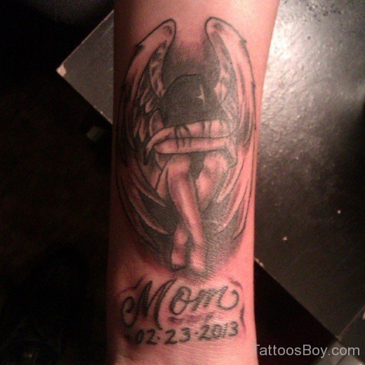 Awesome Memorial Angel Tattoo 