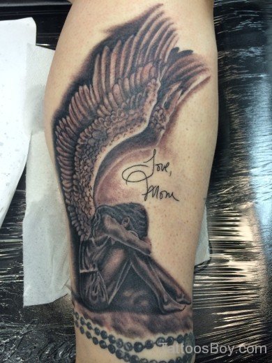 Memorial Angel Tattoo Design On Arm-TB1040