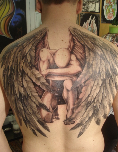 Memorial Angel Tattoo Design On Back 33-TB1041