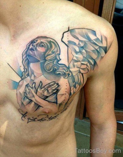 Memorial Angel Tattoo Design On Chest 3-TB1044