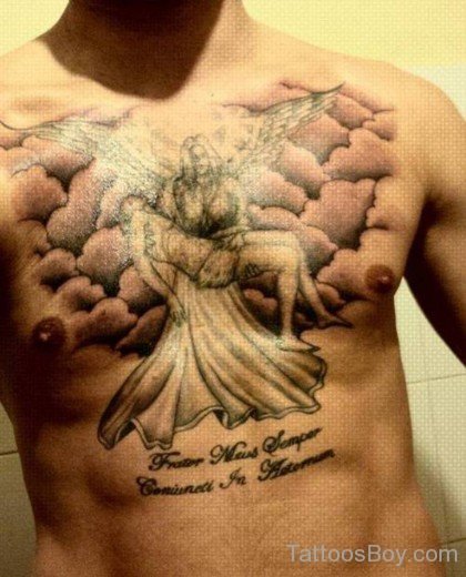 Memorial Angel Tattoo Design On Chest-TB1045