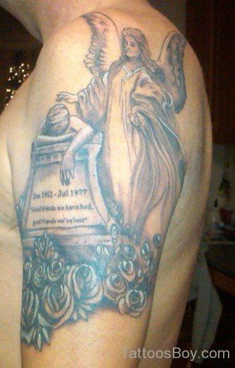 Memorial Angel Tattoo Design On Half Sleeve-TB1046