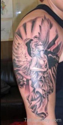 Memorial Angel Tattoo Design On Shoulder-TB1049