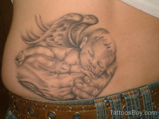 Memorial Angel Tattoo Design On Waist-TB1050