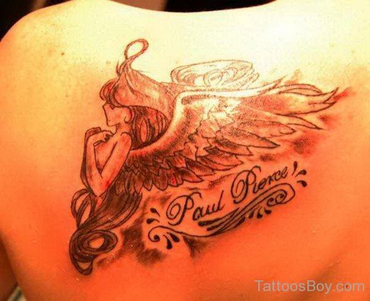 Memorial Angel Tattoo On Back 55-TB1056