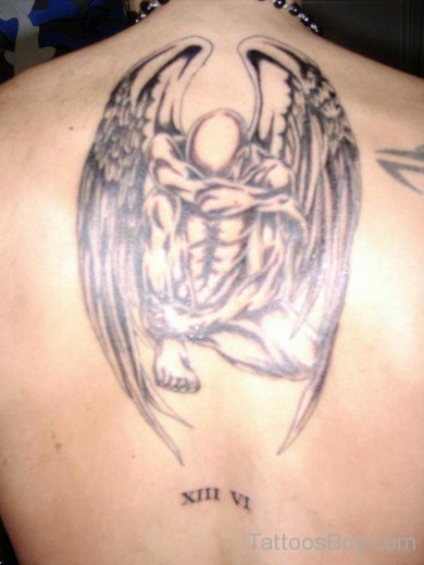 Memorial Angel Tattoo On Back 551-TB1057
